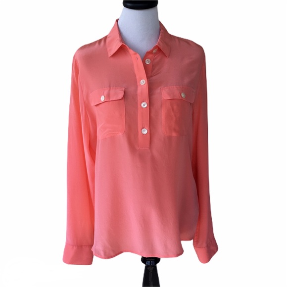 Banana Republic Tops - Banana Republic Coral Silk Popover Top Size Large